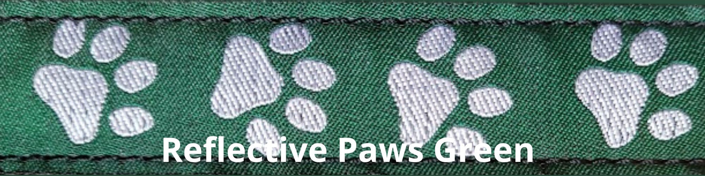 Adjustable Leash- Reflective Paws Green