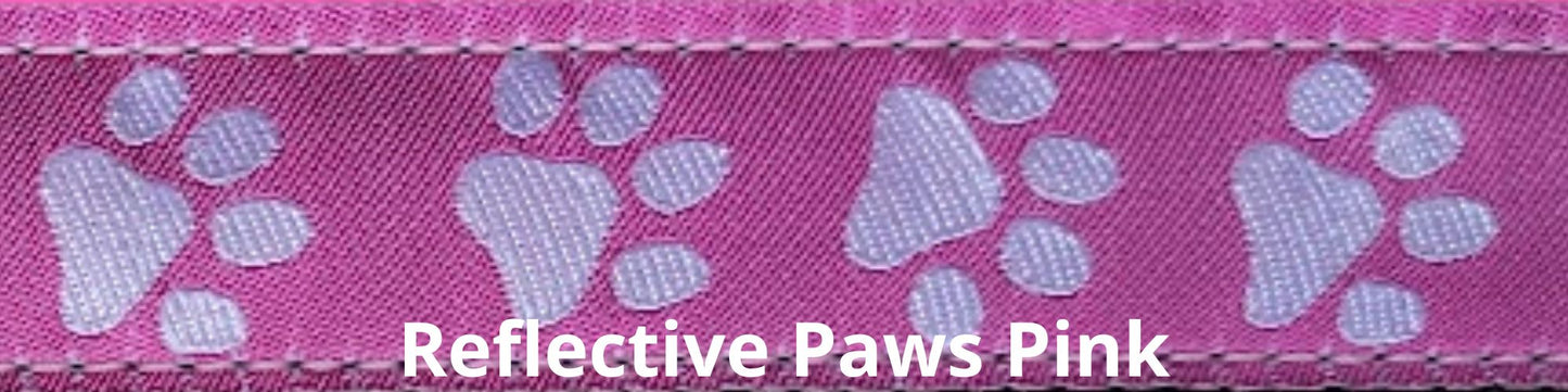 Adjustable Leash - Reflective Paws Pink