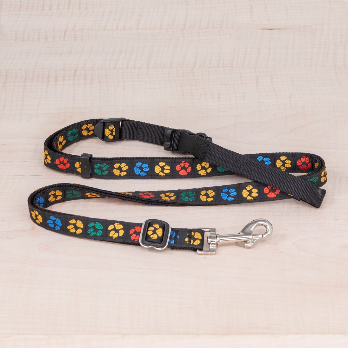 Sports Doggie Leash - Paw Prints Black