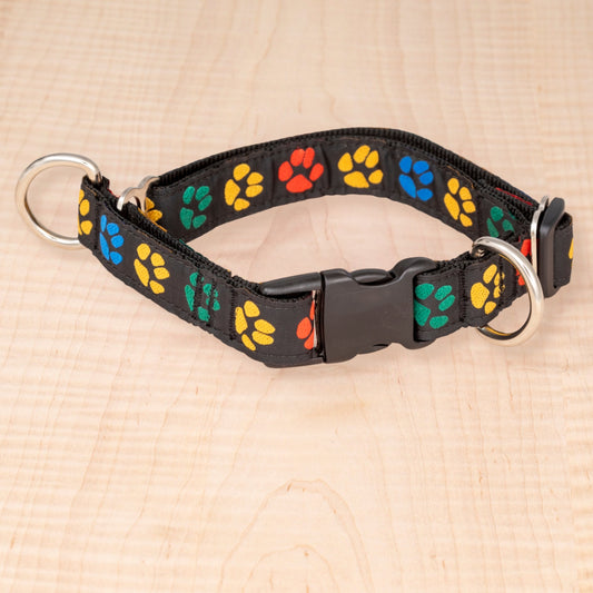 Limited Slip Collar - Paw Prints Black