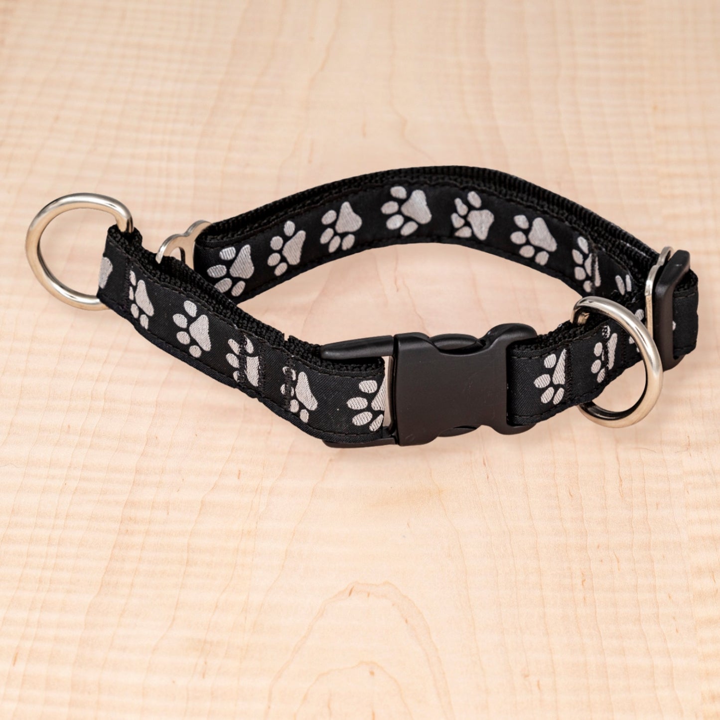 Limited Slip Collar - Reflective Paws Black