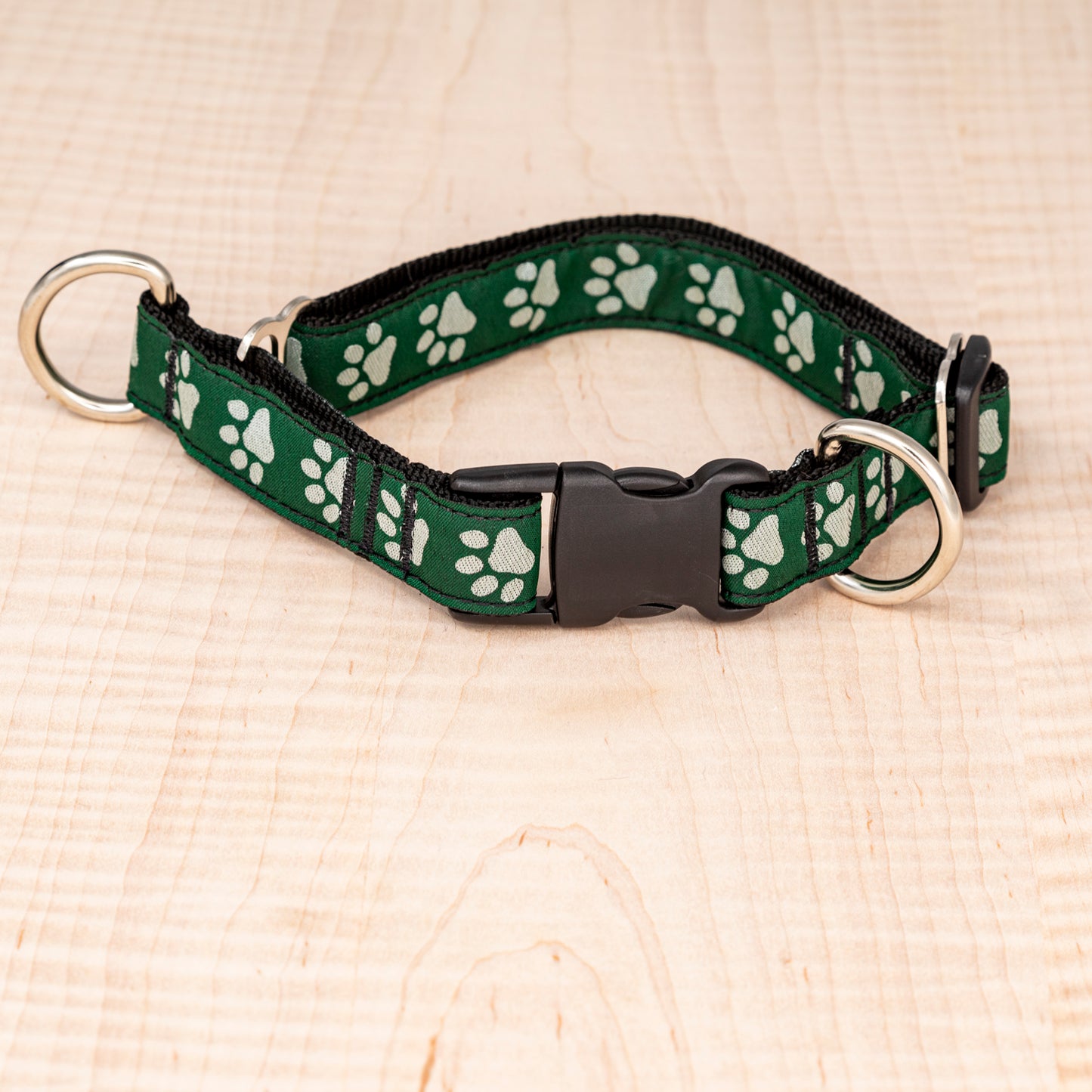 Limited Slip Collar - Reflective Paws Green