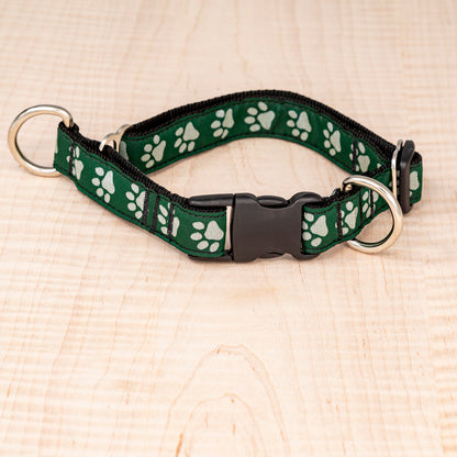 Limited Slip Collar - Reflective Paws Green