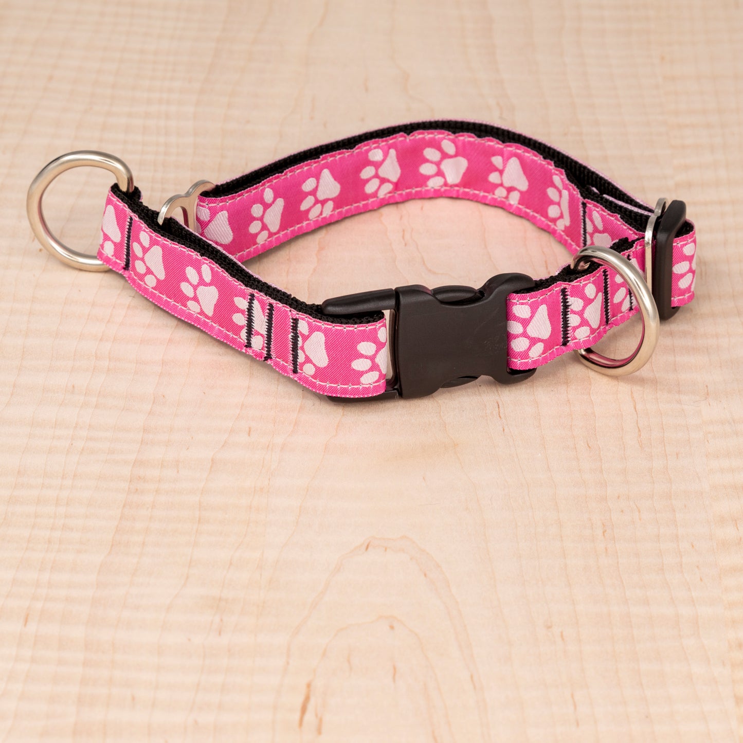 Limited Slip Collar - Reflective Paws Pink
