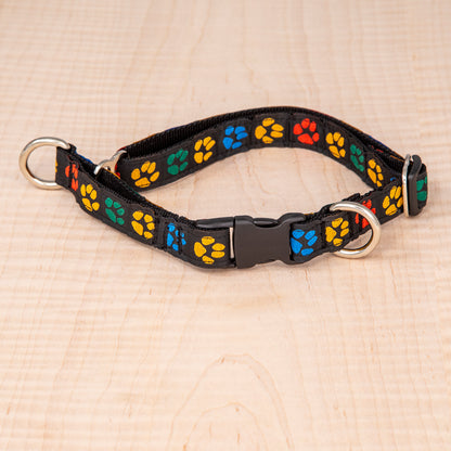 Limited Slip Collar - Paw Prints Black