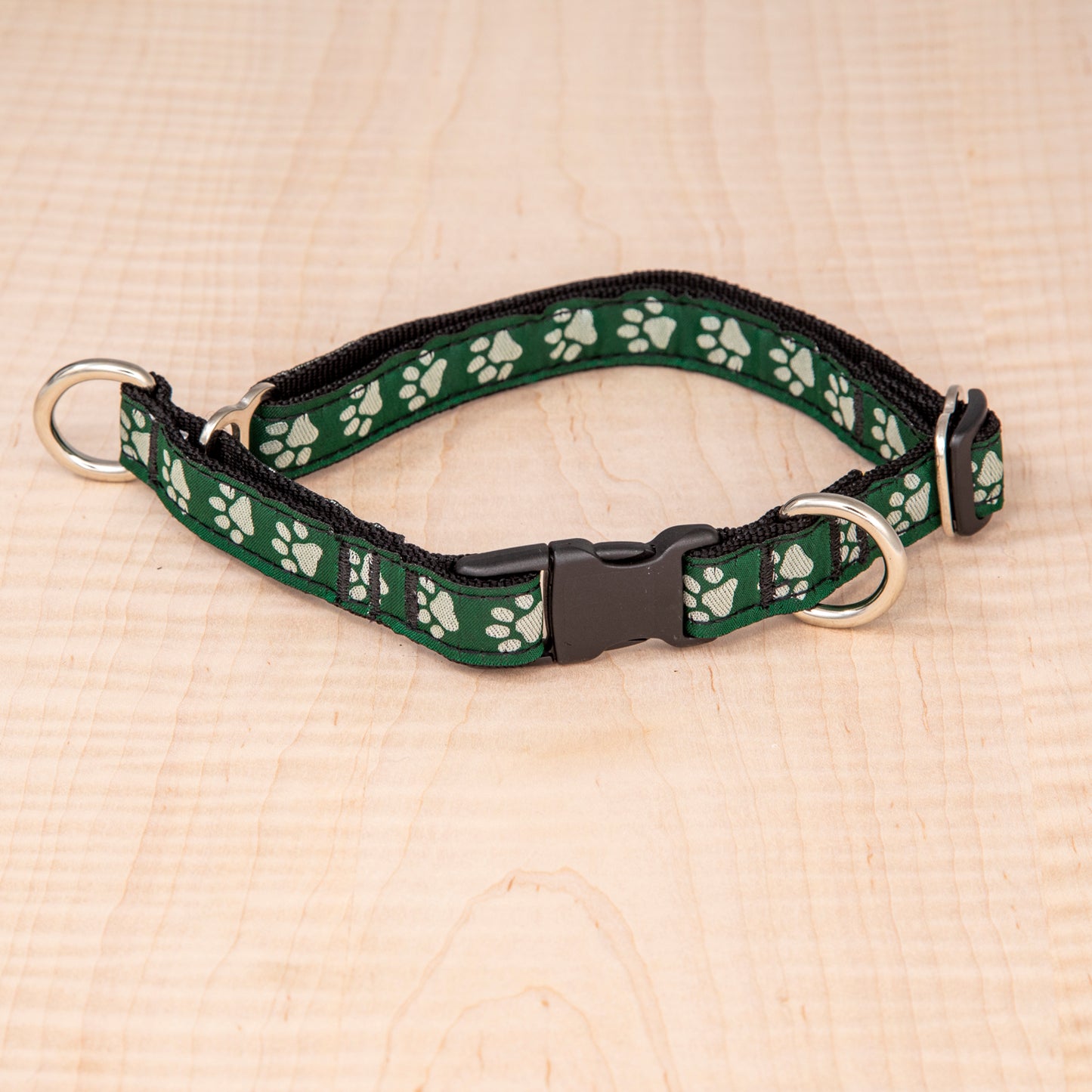 Limited Slip Collar - Reflective Paws Green