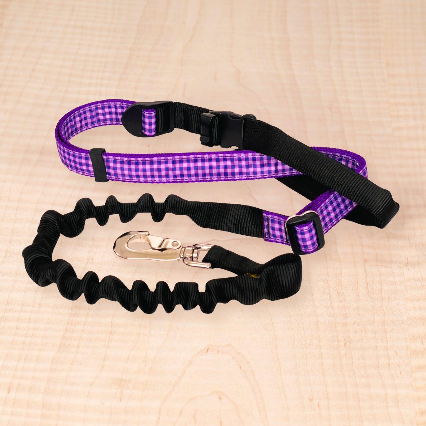 Bungee Leash - Check Purple