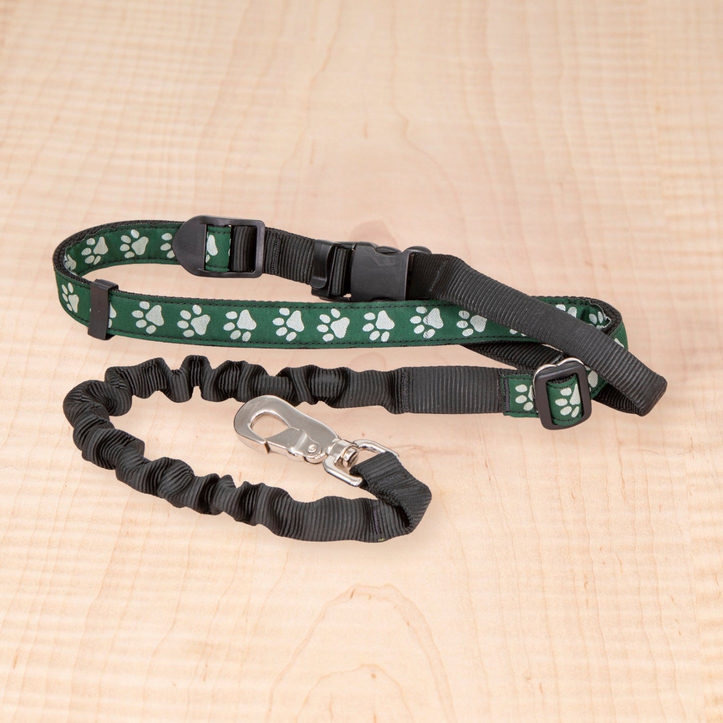 Bungee Leash - Reflective Paws Green