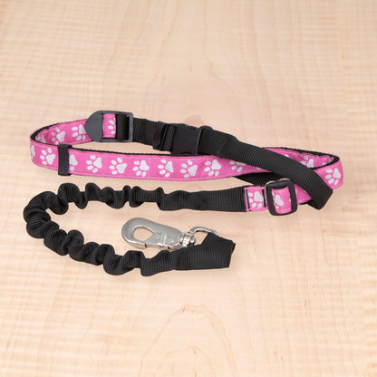 Bungee Leash - Reflective Paws Pink