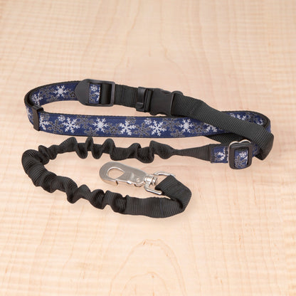 Bungee Leash - Snowflakes Blue