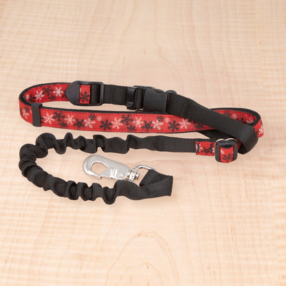 Bungee Leash - Snowflakes Red