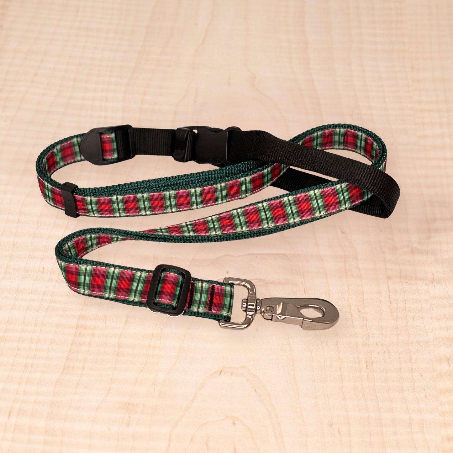 Adjustable Leash - Green Plaid