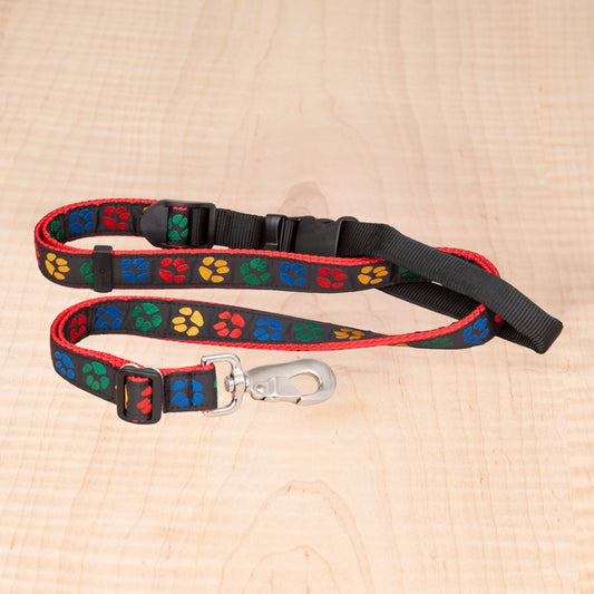 Sports Doggie Leash - Paw Prints Red