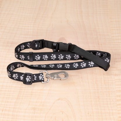 Adjustable Leash - Reflective Paws Black