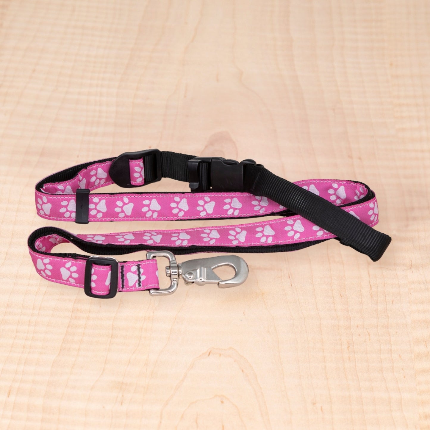 Adjustable Leash - Reflective Paws Pink
