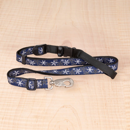Adjustable Leash - Snowflakes Blue