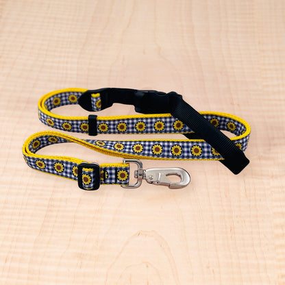 Adjustable Leash - Check Sunflower