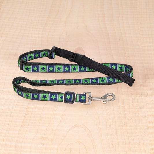 Sports Doggie Leash - Green Stars