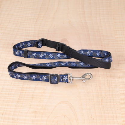 Adjustable Leash - Snowflakes Blue