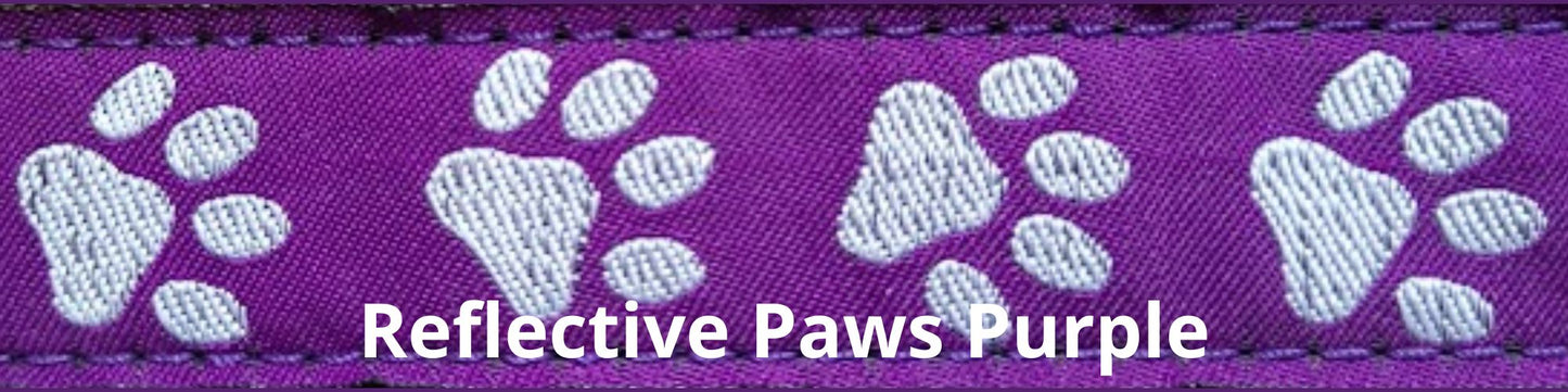 Limited Slip Collar - Reflective Paws Purple