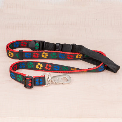 Sports Doggie Leash - Paw Prints Red