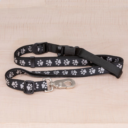 Sports Doggie Leash - Reflective Paws Black